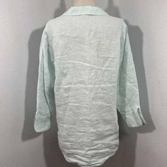 Vineyard Vines Top Women S Mint Stripe Linen Resort Beachy Preppy Nautical - Picture 3 of 10
